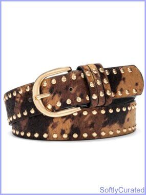 Faux Suede Studded Belt Adjustable Rivet Punk Belt for Jeans Dresses